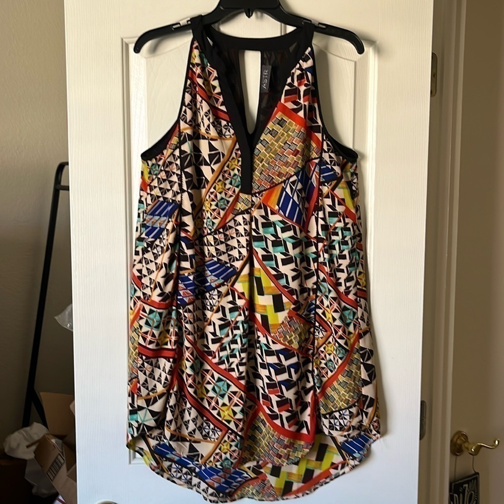 ASTR colorful geometric patterned dress (or tunic) size S/M